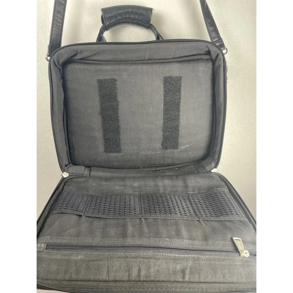 Winn International Black Genuine Napa Leather Briefcase Laptop Bag Attaché Case